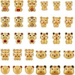 (52) Непрозрачная лаванда Бусины из тигрового сплава, разноцветные, 10.5~12 мм, отверстие : 9.5~13.5 мм, 8~11 шт / коробка