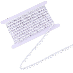 Белый 10 ярдов полиэстеровой тесьмы с эластичными петлями для пуговиц, ленты для пуговиц для костюмированных рукоделий и шитья, белые, 3/8 дюйм (10 мм)