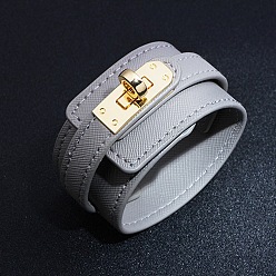 Светлый Стально-синий Браслеты, PU кожа, широкие браслеты для женщин, со сплавочной фурнитурой, светло-стальной синий, 9.25 дюйм (23.5 см)