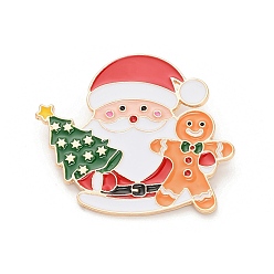 Разноцветный Санта-Клаус с елкой и эмалированными булавками в виде пряничного человечка, булавки из сплава для лацканов одежды рюкзака, красочный, 41.5x48 мм