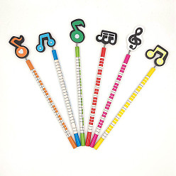Mixed Color 12Pcs Wood Pencil, Musical Note Pencil, for Office & School Supplies, Mixed Color, 230x7mm