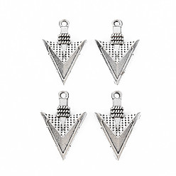 Argent Antique Support pendentif de strass en alliage de style tibétain, sans cadmium et sans plomb, triangle, argent antique, s'adapter pour 0.5 mm strass, 23x15x2mm, Trou: 1.5mm, environ570 pcs / 1000 g