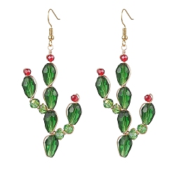 Золотой Серьги-подвески в виде кактусов из латунных стеклянных бусин, золотые, 79 мм