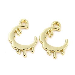 Golden Rack Plating Alloy Pendants, Cadmium Free & Nickel Free & Lead Free, Moon, 17x12x1.5mm, Hole: 1.6mm