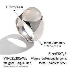 Ice Obsidian 304 Stainless Steel Natural Ice Obsidian Finger Rings for Women, Teardrop, Stainless Steel Color, 17.6mm, US Size 7 1/2(17.7mm)