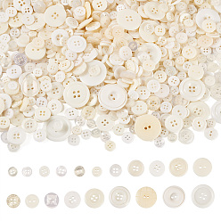 Белый Плоские круглые пуговицы из смолы, cmешанный размер, белые, 7~30 мм