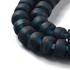 Prussian Blue Handmade Nepalese Lampwork Beads, Frosted, Column, Prussian Blue, 10x6.5~7mm, Hole: 2.8mm, about 94pcs/strand, 25.39''(64.5cm)
