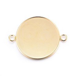 Настоящее золото 24K 201 из нержавеющей стали параметров соединителя кабошон, чашки безель с краями, плоско-круглые, реальный 24 k позолоченный, лоток : 30 мм, 42x32x2 мм, отверстие : 3 мм