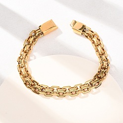 Золотой 304 из нержавеющей стали ссылку цепи браслеты, Широкие браслеты для женщин и мужчин, с магнитными застежками, ионное покрытие (ip), долговечный, золотые, 8.86 дюйм (22.5 см)