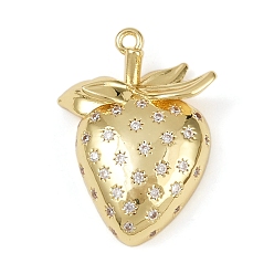 Настоящее золото 18K Латунные микро проложить кубического циркония подвески, клубника, без свинца и без кадмия, долговечный, стойки покрытие, реальный 18 k позолоченный, 25x17x6 мм, отверстие : 1.2 мм