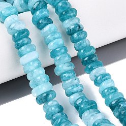 Sky Blue Dyed Natural Quartz Beads Strands, Nuggets, Heishi Beads, Sky Blue, 6~13x6~13x3~6mm, Hole: 1~1.2mm, about 80~86pcs/strand, 14.37~15.75 inch(36.5~40cm)