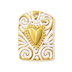 Белый 304 нержавеющей стальной эмали подвески, арка с подвесками в виде сердечек, ионное покрытие (ip), реальный 18 k позолоченный, белые, 21x15 мм