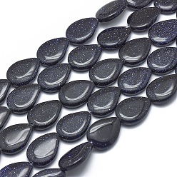 Синий Драгоценный Камень Синтетический синий авантюрин бисер нитей, слеза, 18x13x4 мм, отверстие : 1 мм, около 22 шт / нитка, 15.3 дюйм (39 см)