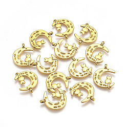 Античное Золото Сплавочные подвески тибетского стиля, без кадмия, без никеля и без свинца, луна, античное золото , 22x18x2 мм, отверстие : 2 мм