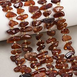 Гранат Натуральный оранжевый гранатовый бисер пряди, самородки, с бисером, 5~8x7~18x3~6 мм, отверстие : 0.8 мм, около 46~58 шт / нитка, 15.55''~15.75'' (39.5~40 см)