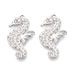 Нержавеющая Сталь Цвет 304 подвески из нержавеющей стали в виде морских коньков, цвет нержавеющей стали, 38x21x2 мм, отверстие : 1.8~2 мм