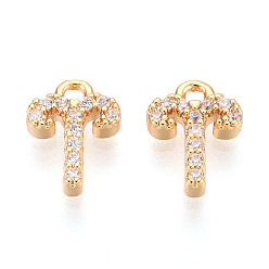 Овен Латунные микро проложить кубического циркония прелести, двенадцать созвездий, долговечный, без никеля , реальный 18 k позолоченный, Овен, 9x6.5x2 мм, отверстие : 1.2 мм