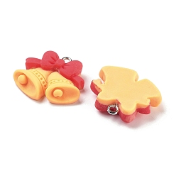 Christmas Bell Подвески из непрозрачной смолы на рождественскую тематику, рождественские прелести, Рождественский колокольчик, 21x24x6 мм, отверстие : 2 мм