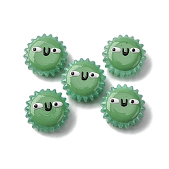 Средний Морско-зеленый Бусины из стеклянной эмали, окрашенные методом запекания, бусины ручной работы, подсолнечник с плоским круглым, средний морской зеленый, 15.5x7.5 мм, отверстие : 1.2 мм