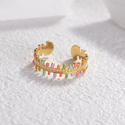 Разноцветный 304 эмалированные открытые манжеты из нержавеющей стали для женщин, красочный, 9 мм, внутренний диаметр: 19 мм