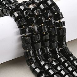 Турмалин Натуральный черный турмалин бисер нитей, колонка, с бисером, 11.5~12.5x1.5~8 мм, отверстие : 1.1 мм, около 40 шт / нитка, 15.55'' (39.5 см)