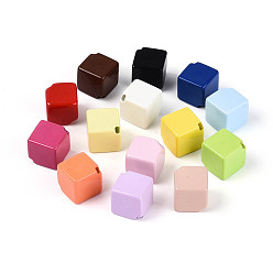 (52) Непрозрачная лаванда Непрозрачные акриловые бусины, кубические, разноцветные, 14.5x14.5x14.5 мм, отверстие : 3 мм