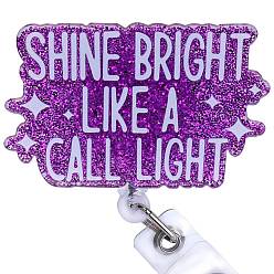 Темная Орхидея Выдвижная катушка для значков из блестящего пластика, держателей карт, С железными аллигаторами, Слово сияет ярко, как свет вызова, темные орхидеи, 88 мм, Слово: 35x55мм
