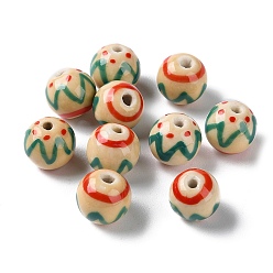 Античный Белый Фарфоровые бусины ручной работы, пастельный фарфор, круглые, старинный белый, 10 мм, отверстие : 1.6 мм