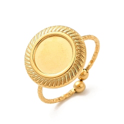 Настоящее золото 18K Ионное покрытие (ip) 304 открытая манжета из нержавеющей стали, настройки звонка, плоско-круглые, реальный 18 k позолоченный, внутренний диаметр: 18 мм, лоток : 9 мм