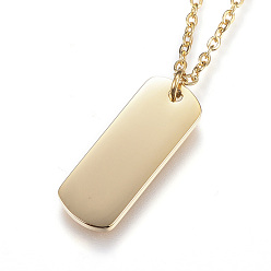 Doré  304 colliers en acier inoxydable estampés avec pendentif étiquette vierge, rectangle, or, 18.11 pouce (46 cm)