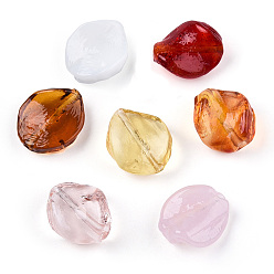 (52) Непрозрачная лаванда Бусины лэмпворк , лист, разноцветные, 14~18.5x13.5~15x3.5~6 мм, отверстие : 1.2~1.8 мм