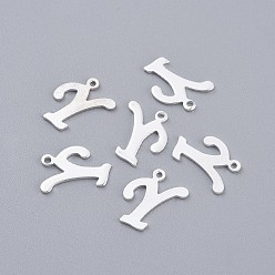 Letter Y 201 подвески из нержавеющей стали, буквы, серебряный цвет гальваническим, letter.y, 14x11x1 мм, отверстие : 1 мм