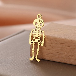 Настоящее золото 18K Шкентели нержавеющей стали, скелет, реальный 18 k позолоченный, 28x13 мм