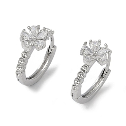 Платинированный Серьги-кольца с цветочным принтом, украшения из латуни для женщин, Реальная платина, 14x7 мм