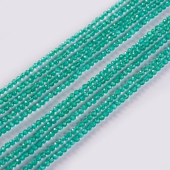 Light Sea Green Glass Beads Strands, Faceted, Round, Light Sea Green, 2x2mm, Hole: 0.4mm, about 193~197pcs/strand, 14.17 inch~15.51 inch(36~39.4cm)