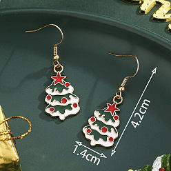 Рождественская елка Болтаться серьги сплава эмали, платина, рождественская елка, 42x14 мм