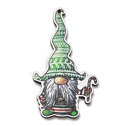 Candy Cane Древесины подвески, прелести рождественской тематики, шоколадная конфета, 56.5x32.5x2.5 мм, отверстие : 1.6 мм