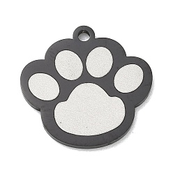 Black 304 Stainless Steel Pendants, Paw Print Charms, Polishing, Ion Plating(IP), Black, 21x21.5x1.5mm, Hole: 1.9mm
