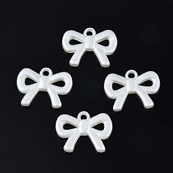 Creamy White Acrylic Imitation Pearl Pendants, Bowknot, Creamy White, 14x19x2.5mm, Hole: 2mm, about 1300pcs/500g