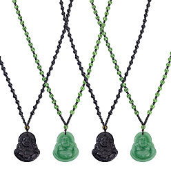 (52) Непрозрачная лаванда 4 шт. 2 цветные стеклянные подвески в виде Будды, разноцветные, 24.41 дюйм (62 см), 2 шт / цвет