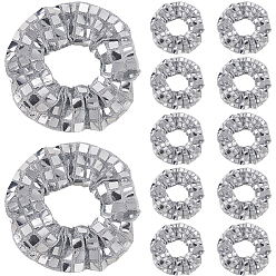 Серебро Эластичные аксессуары для волос из полиэстера, для девочек или женщин, резинка для волос / резинки для волос, серебряные, 102x28 мм, внутренний диаметр: 36 мм