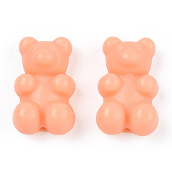 PeachPuff Opaque Acrylic Beads, Bear, PeachPuff, 18x11x7mm, Hole: 1.6mm