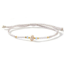 Белый Браслеты из бисера и стеклянных бусин в стиле бохо, плетеные браслеты из волоконного шнура для женщин, с имитацией жемчуга, белые