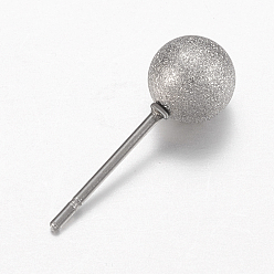 Stainless Steel Color Tarnish Resistant 201 Stainless Steel Stud Earring Settings, with 304 Stainless Steel Pins, Hypoallergenic Earrings, Textured, Round, Stainless Steel Color, 17x6mm, Pin: 0.7mm