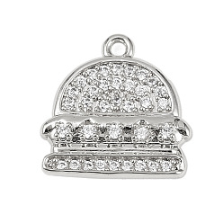 Платина Латунные микропаве прозрачные подвески с фианитом, без кадмия, без никеля и без свинца, дворцовые прелести, платина, 15.5x15.5x3.5 мм, отверстие : 1.5 мм