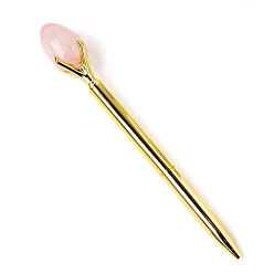 Розовый Кварц Шариковая ручка в форме яйца из натурального розового кварца, шариковая ручка из нержавеющей стали, офисные школьные принадлежности, 155 мм