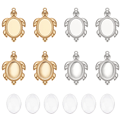 (52) Непрозрачная лаванда Сделай сам 304 наборы для изготовления подвески в виде морской черепахи из нержавеющей стали, включая прозрачные овальные стеклянные кабошоны, разноцветные, 27.5x18x1.5 мм, отверстие : 1.4 мм