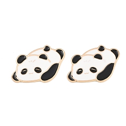 Black Animal Alloy Enamel Cabochons, with Self Adhesive Sticker, Panda, Light Gold, White, Black, 24x28x1.5mm