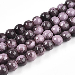 Фламинго Выпечки нарисованных стеклянных бусин прядей, имитировать фарфоровые бусины, круглые, фламинго, 9.5~10.5 мм, отверстие : 1.4 мм, около 82~84 шт / нитка, 29.92~30.71 дюйм (76~78 см)