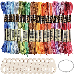 (52) Непрозрачная лаванда 18 мотки 6-слойная полиэфирная нить для вышивания, с 18деревянным органайзером для ниток для вышивания и 1пластиковыми кольцами для переплета, разноцветные, 0.5 мм